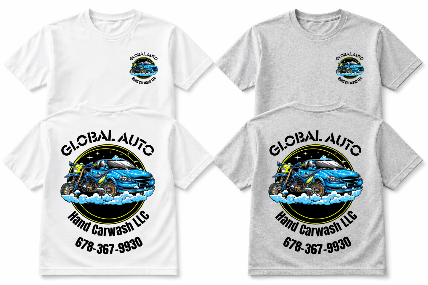 Short sleeve Global Auto Hand Car Wash Sublimation T-Shirt | Custom Business Logo Shirt