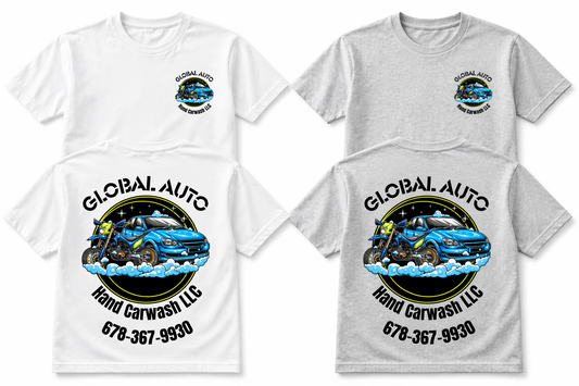 Short sleeve Global Auto Hand Car Wash Sublimation T-Shirt | Custom Business Logo Shirt